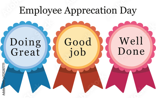 Employee Apprecation day. Medals Award Clipart Vector Set. isolated on white background 