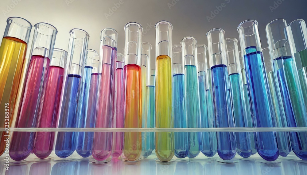 Scientific Elegance: Test Tubes as Translucent Colored Cylinders for Captivating Visuals
