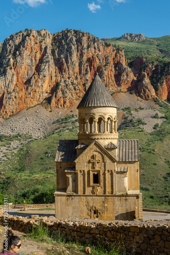 Aerial view of Noravank Monastery, an orthodox church with beautiful architecture. Areni, Vayots Dzor Province, Armenia.