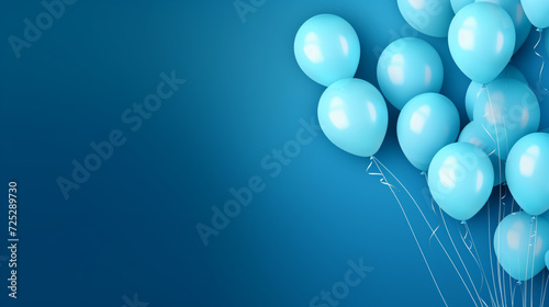 3d of balloon with copyspace on blue background. Generative AI.