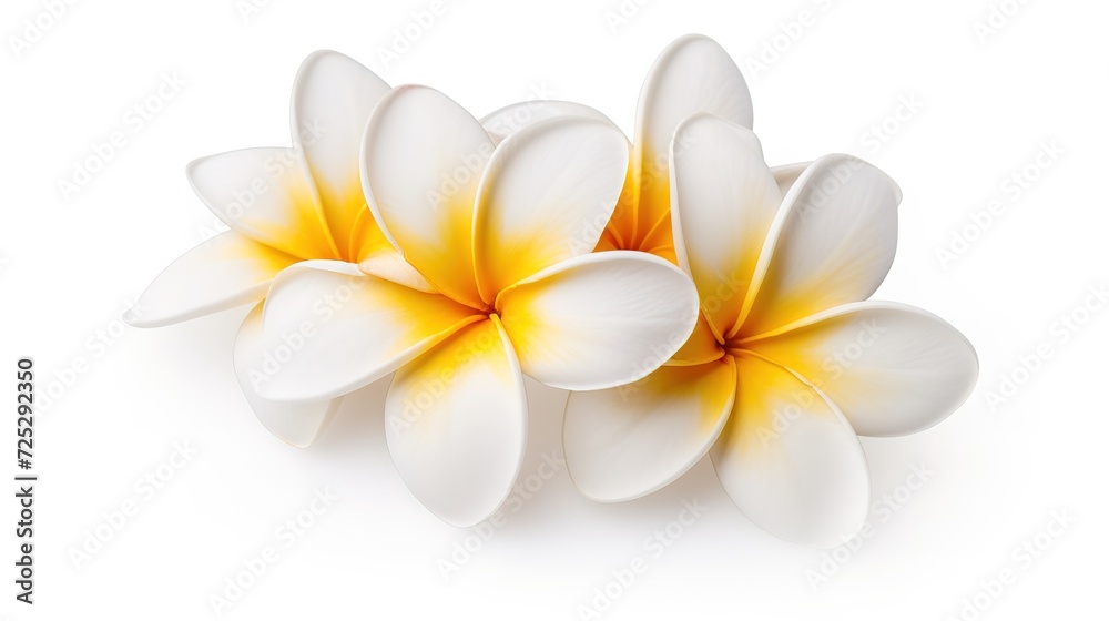 Naklejka premium Plumeria flower or temple flower on white background,generative ai