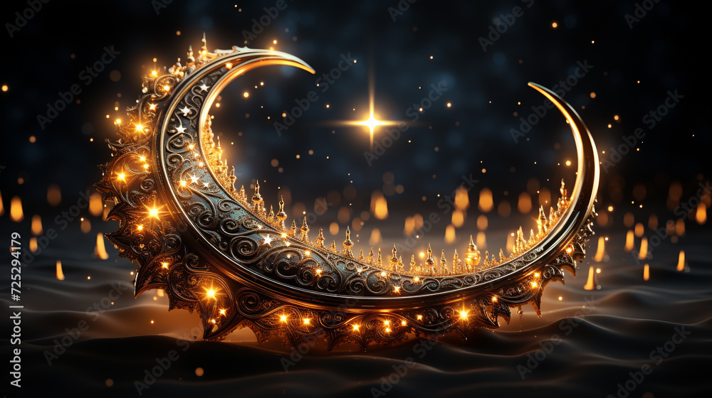 Fototapeta premium Crescent Moon Sighting Determining the Start of Ramadan