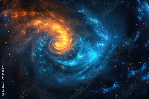 Spiral of stars with blue lights