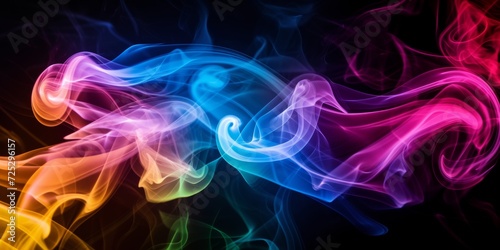 Psychedelic smoke trails, with swirling, vivid colors against a black background