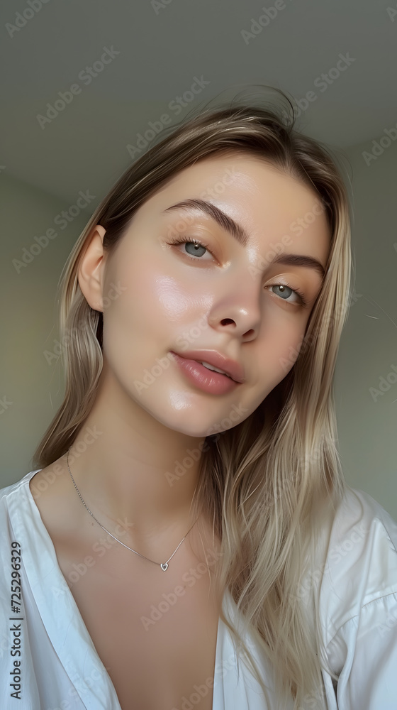 Naklejka premium a woman poses for selfie