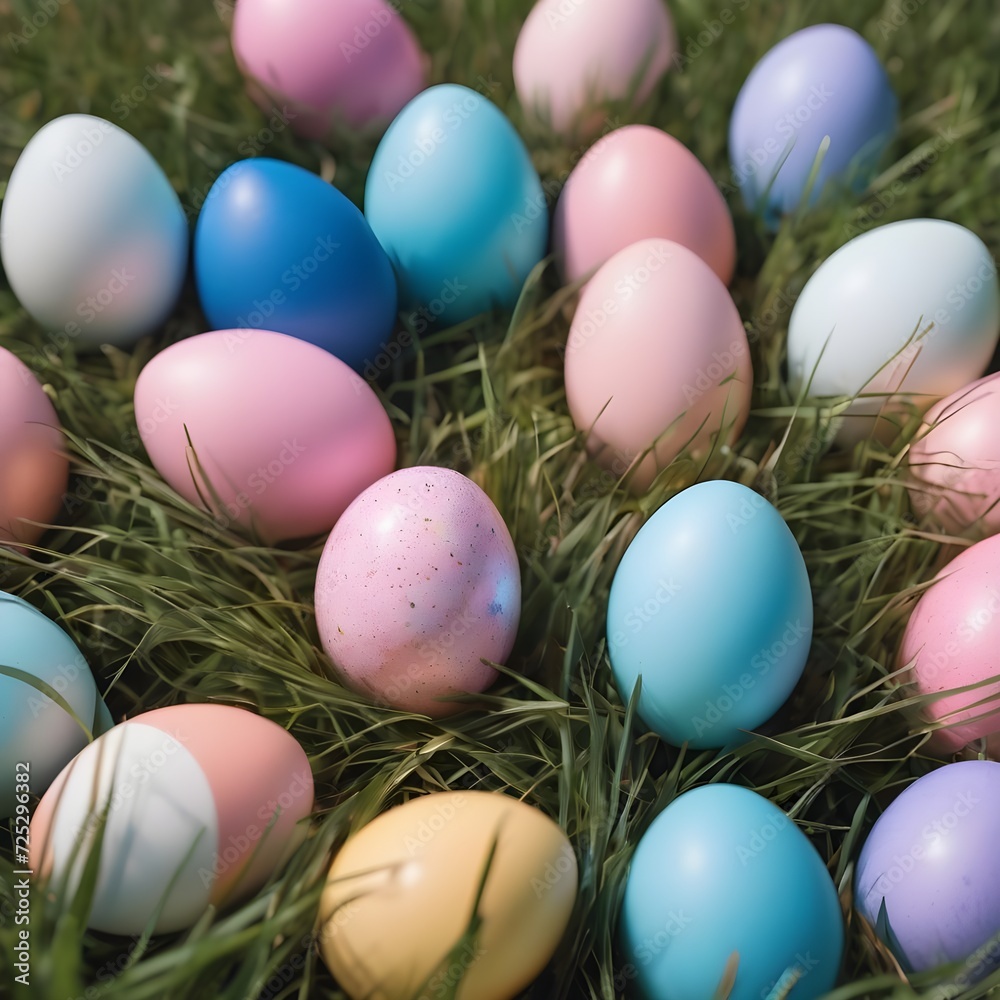 easter eggs in the distracted grass with blue and pink standard colour 