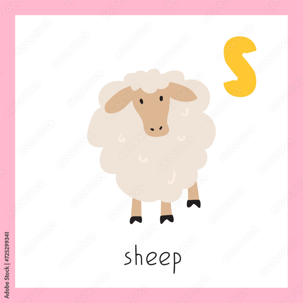 Obraz premium Sheep. Letter S. English alphabet for kids. Vector illustration.