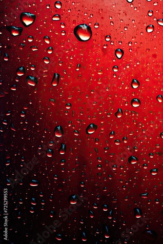 Drops of rain on a red background