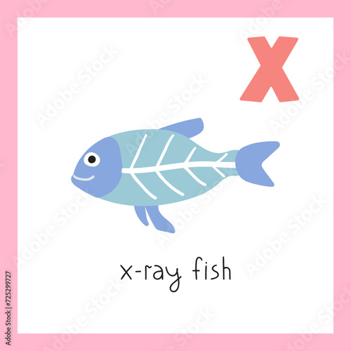 X-ray fish. Letter X. English alphabet for kids. Vector illustration. © Igor