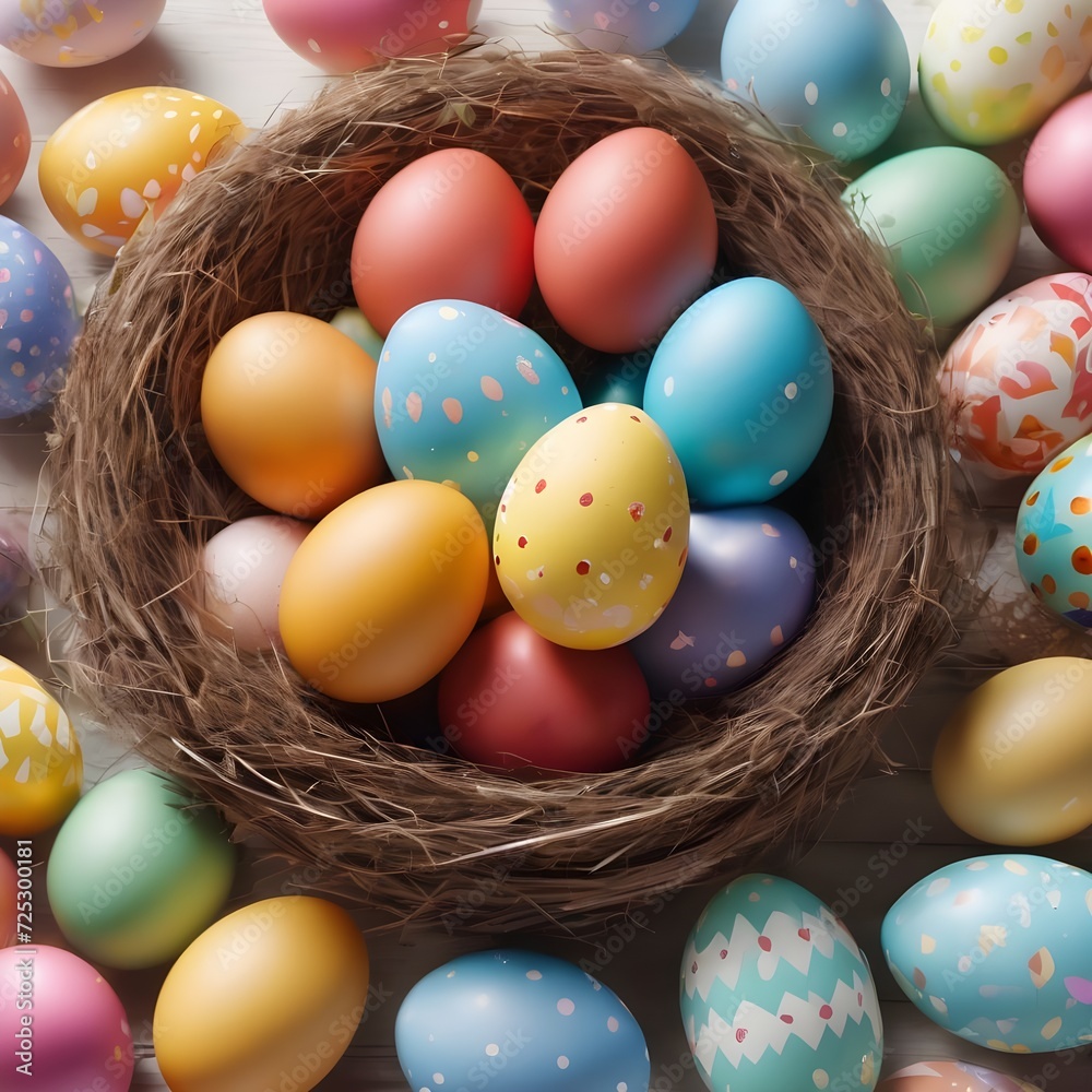 Beautiful colourful floral design with easter eggs and pink and white flowers, easter backdround image, Beautiful colourful floral design with easter eggs and pink and white flowers, easter backdround image,