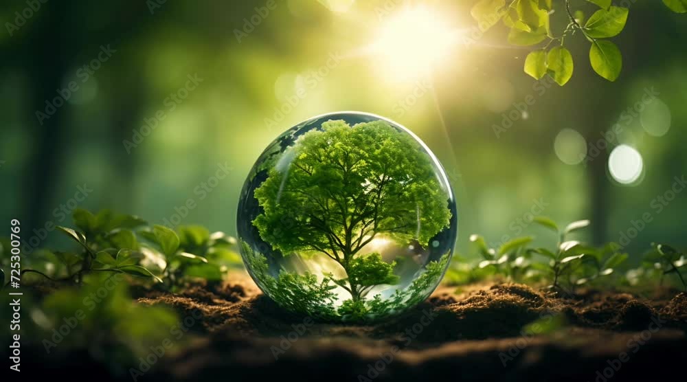 tree and globe in nature green energy environmental concept Generative AI tree and globe in nature green energy environmental concept Generative AI