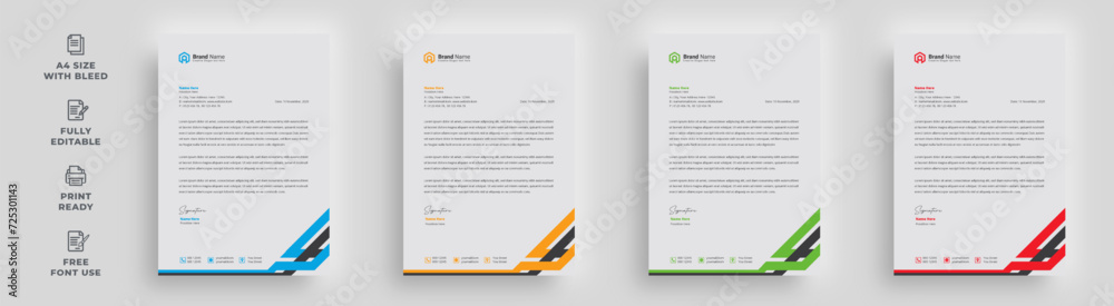letterhead corporate business flyer A4 size paper creative advertising official abstract eye-catching newsletter magazine brochure poster template design with a logo - obrazy, fototapety, plakaty 