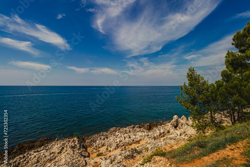 Croatia - beautiful Mediterranean coast landscape in Istria. Porec Adriatic Sea.