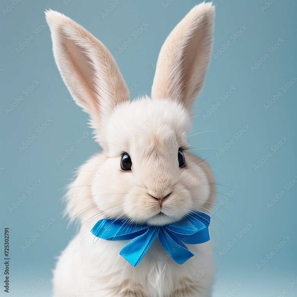 Obraz premium white rabbit on blue background
