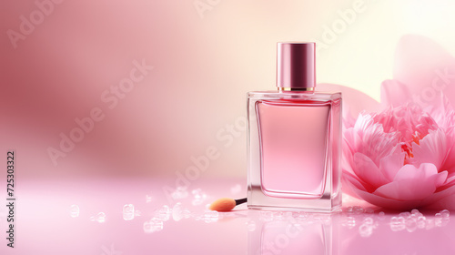 Mock up elegant pink perfume bottle  Beauty and a cosmetic products.