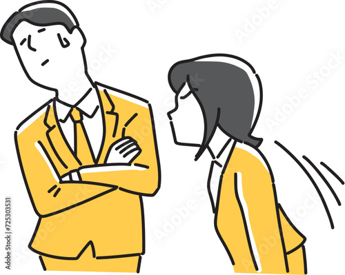 男性社員を睨みつける女性社員