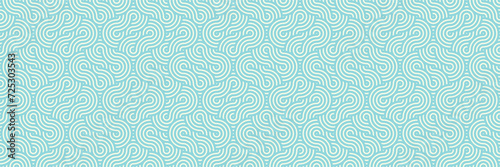 Aquatic Light Blue Pattern: Traditional Asian Vector in Seamless Water Illusion Style, Contemporary Geometric Background, Retro Material Art