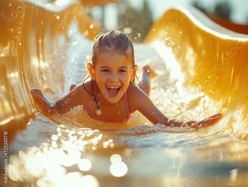 Child on a water slide in the sun.