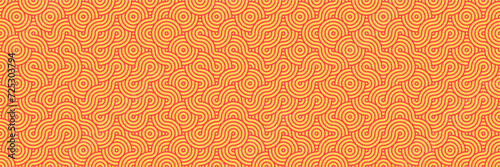 Red and Orange Illusion Patterns, Futuristic Asian Background, Contemporary Seamless Vector Design in Psychedelic Style