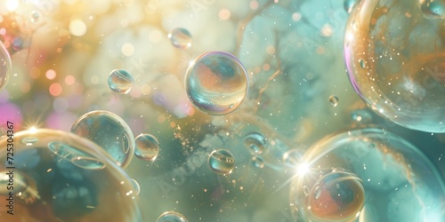 Floating abstract orbs, with translucent spheres containing swirling colors