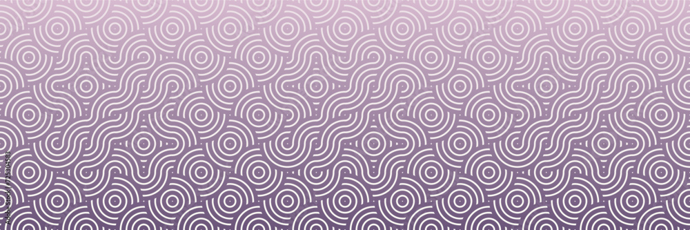 Futuristic Purple Illusion Mandala, Vibrant Asian Seamless Pattern for Retro Fabric and Backgrounds