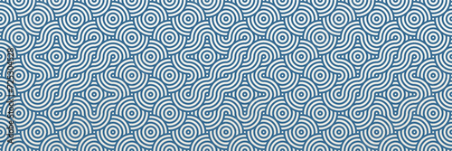 Blue and White Swirling Waves Background, Modern Asian Seamless Pattern for Vintage Textile and Illustration