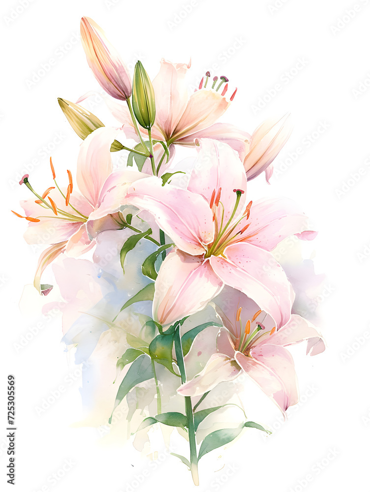 watercolor lilies,Generative AI