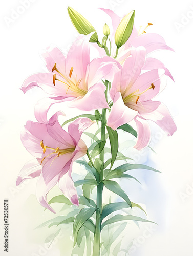 watercolor lilies Generative AI