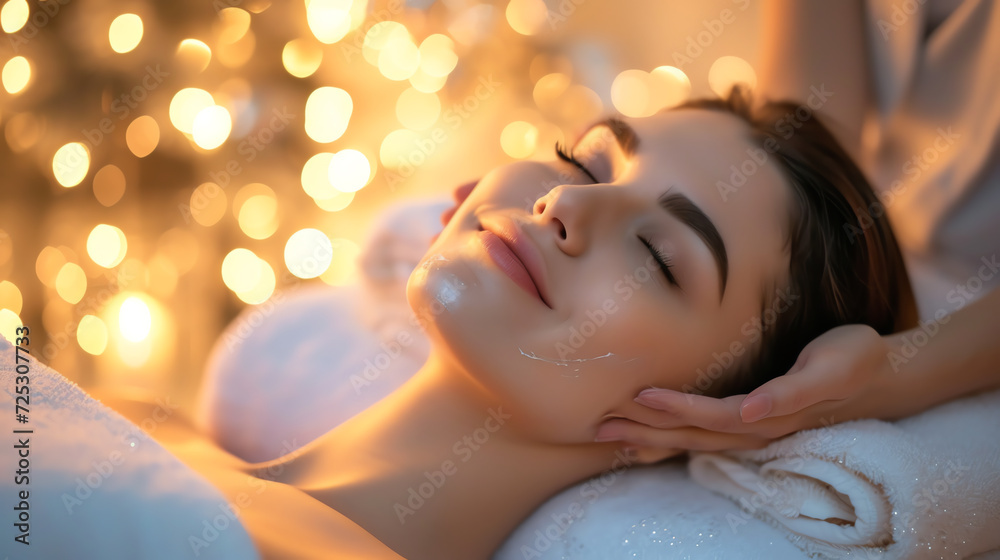Young woman having a massage in a spa salon. Beauty treatment concept. Young woman having a massage in a spa salon. Beauty treatment concept.