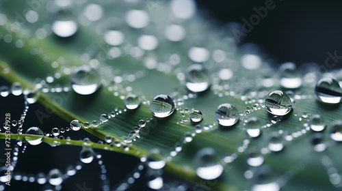 Photo of A closeup of dewdrops on a spider web high detailed light reflection