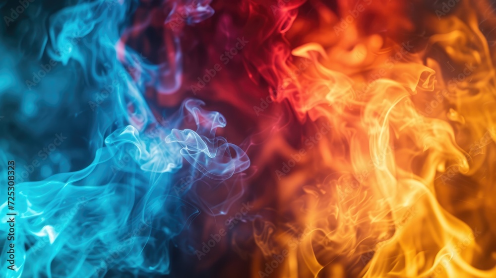 A close-up view capturing a mesmerizing array of different colored flames, each dancing with its own unique brilliance, Ai Generated.
