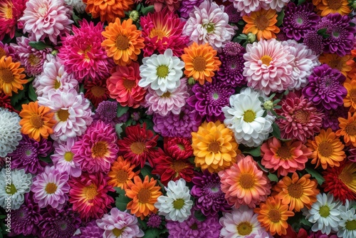 Flowers Wall Background with Amazing Red  Orange  Pink  Purple  Green and White Chrysanthemum Flowers  wedding Decoration  Hand Made Beautiful Flower Wall Background