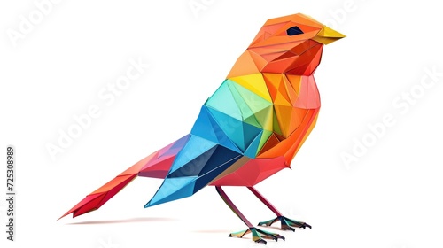 Colorful Origami bird, Unique Paper Polygon Artwork, Ideal Pet Concept, Ai Generated