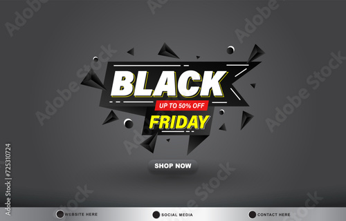 black friday sale discount template banner with copy space for product sale with abstract gradient black and grey background design