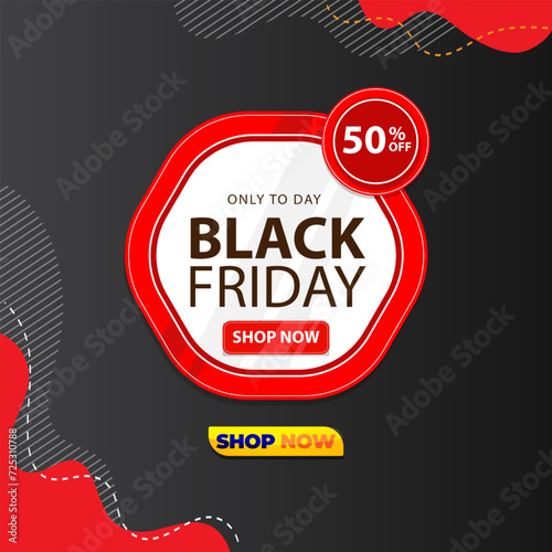 black friday sale discount template banner with copy space for product sale with abstract gradient black and red background design