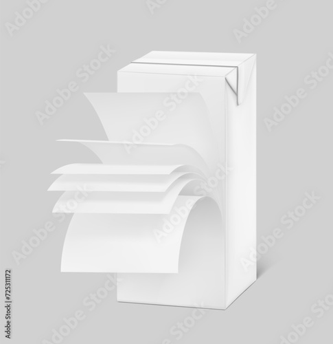 Layer arrangement in aseptic packaging with wavy layers and realistic shadows. Vector illustration isolated on grey background. Great infographic for your product. EPS10.
