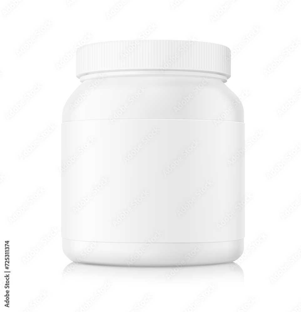 Plastic bottle mockup for sports nutrition. Vector illustration isolated on white background. Can be use for template your design, presentation, promo, ad. EPS10. Plastic bottle mockup for sports nutrition. Vector illustration isolated on white background. Can be use for template your design, presentation, promo, ad. EPS10.