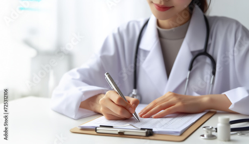 Doctor writing a medical chart