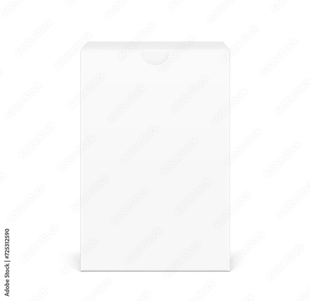 Universal blank cardboard box mockup for stick packaging. Front view. Vector illustration isolated on white background. Can be use for template your design, presentation. EPS10.