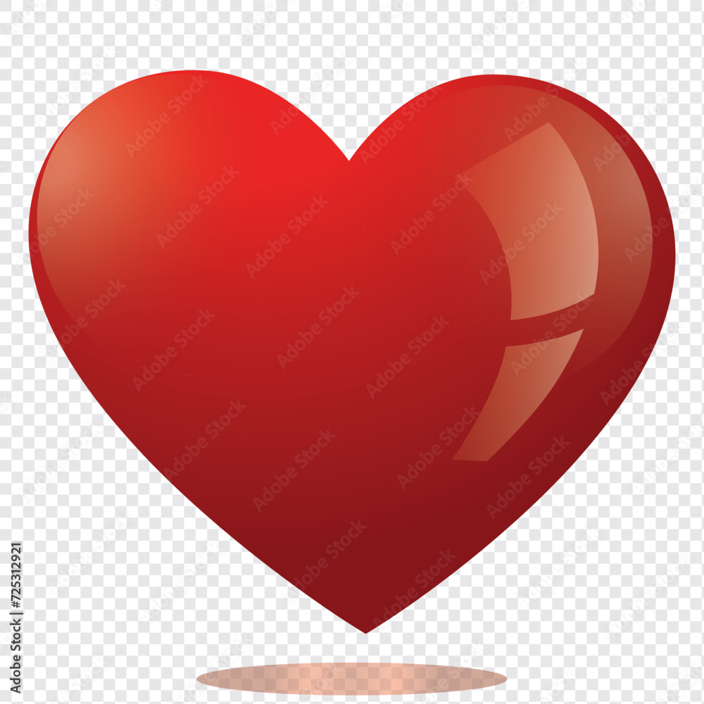 Realistic red valentine heart with transparent background. Vector illustration. Realistic red valentine heart with transparent background. Vector illustration.