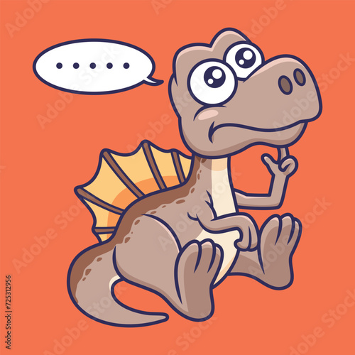 Vector cute dino spinosaurus thinking cartoon character vector illustration