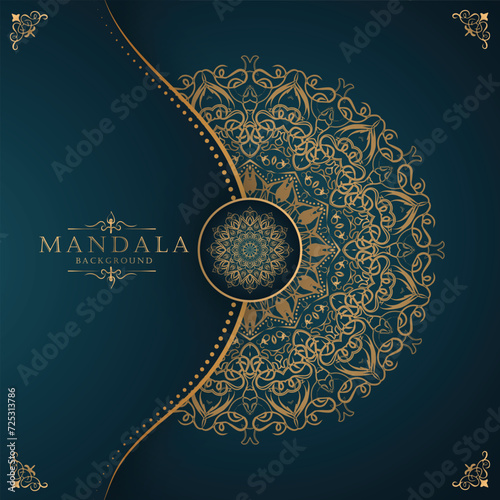 Seamless golden Mandala design template. Gold illustration decoration.