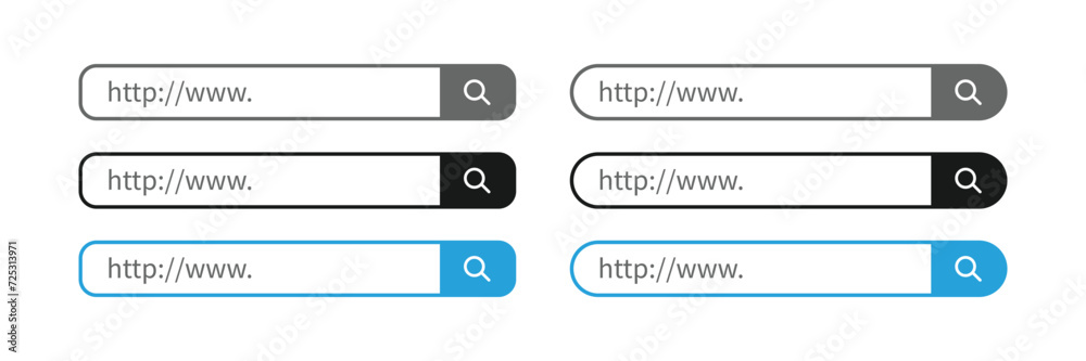 set of buttons for web. Search bar flat vector icon. User interface sign symbol vector. Search bar window flat style symbol. Simple icon for graphic, web, ui ux, mobile design set of buttons for web. Search bar flat vector icon. User interface sign symbol vector. Search bar window flat style symbol. Simple icon for graphic, web, ui ux, mobile design