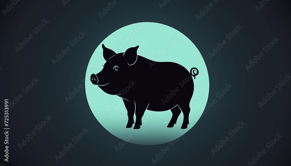 Silhouette of Pig in Modern Flat Style Vector Illustration Silhouette of Pig in Modern Flat Style Vector Illustration