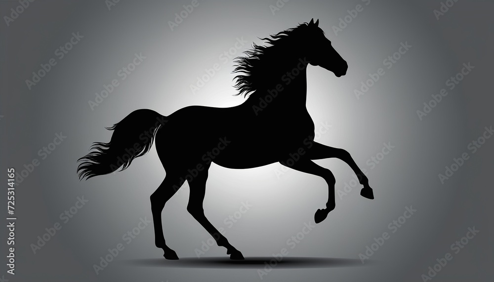 Graphic Design of Black Shadow Silhouette of Wild Horse Graphic Design of Black Shadow Silhouette of Wild Horse