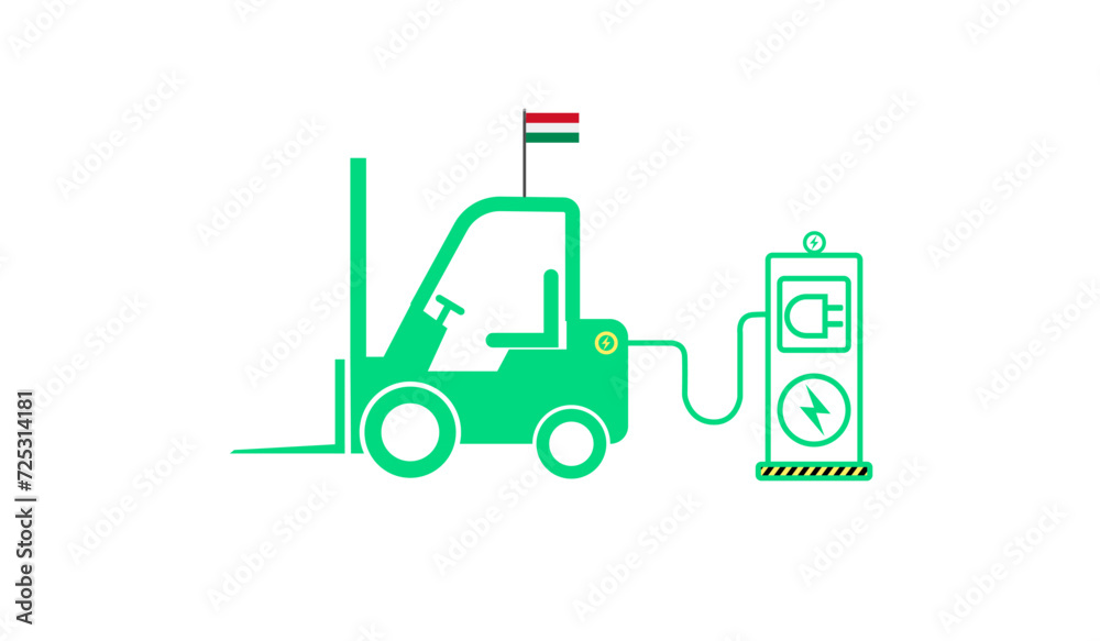 Solar cell power for international forklifts on white background