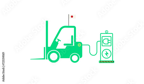 Solar cell power for international forklifts on white background
