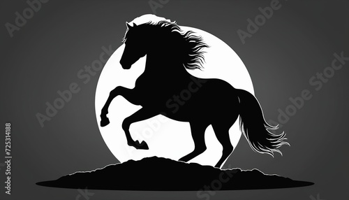 Wild Horse Silhouette in Modern Flat Style Vector Art