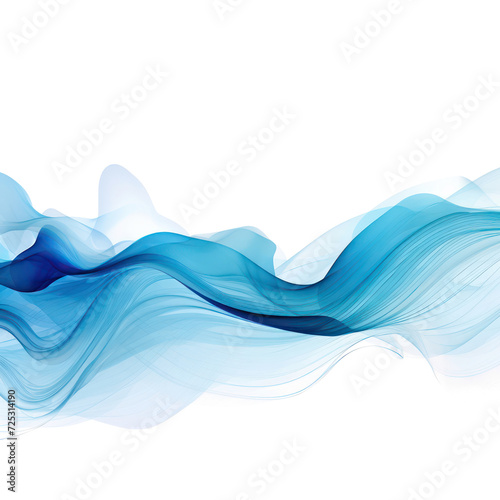 Fluid Color, wavy cloud of lines with light blue on transparent png.