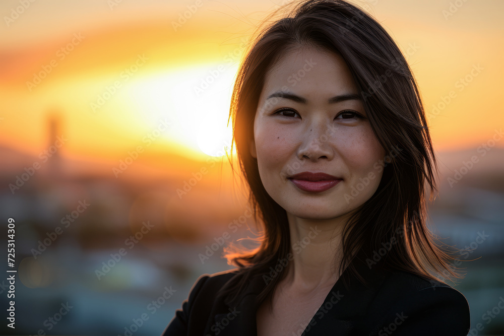 Asian businesswoman portrait looking confident on a sunset copy space background Asian businesswoman portrait looking confident on a sunset copy space background